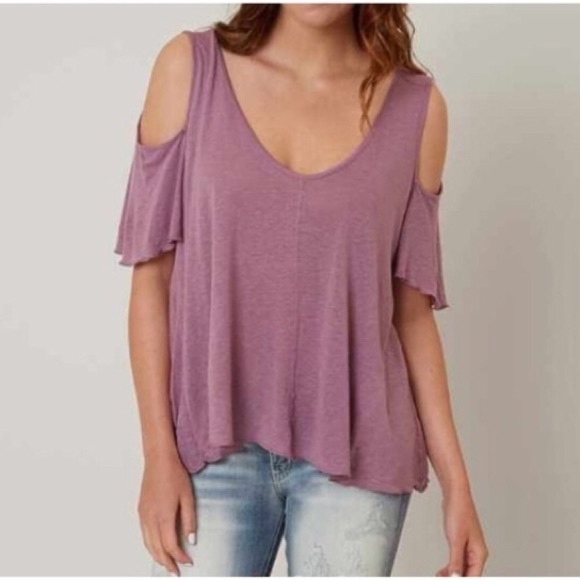 💕Free People Cold Shoulder Top in Purple Size XS - Picture 1 of 8